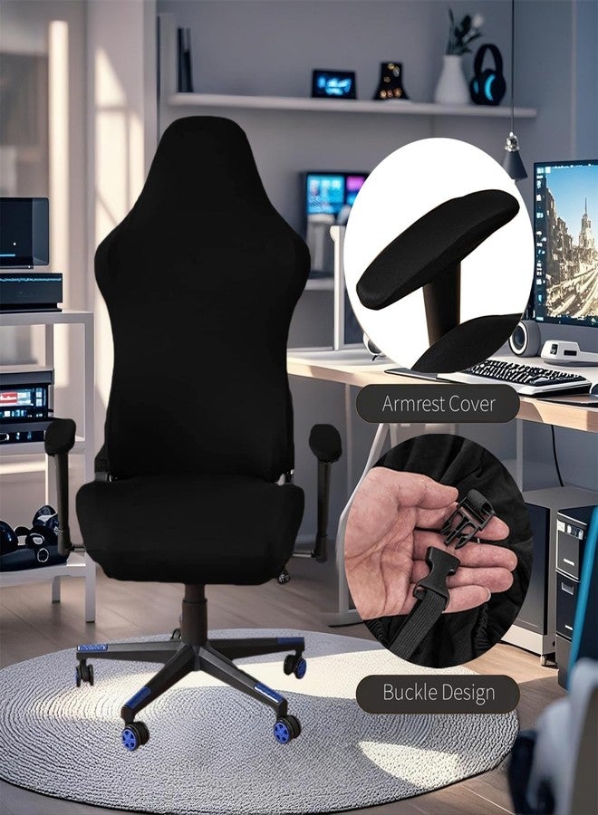 GOWT Gaming Chair Covers Slipcovers with Armrest Covers,Stretch Game Computer Office Desk Chair Cover Protector,Soft Polyester Fabric,Rotating Armchair Covers,Without Chair,Black - Image 5